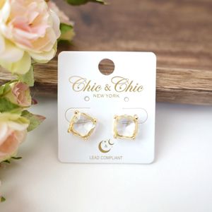 Gold Crystal Stud Earrings Product Image