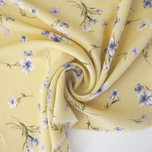 Light Yellow With Purple Floral Linen Look Print Product Image