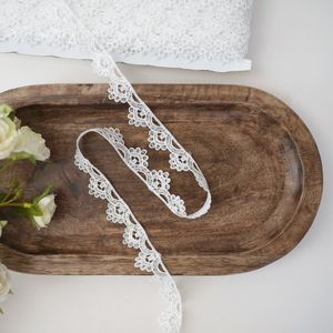 White Sequin Fine Embroidered Narrow Lace Trim Product Image