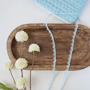 Sky Light Blue Fine Embroidered Looped Edge Narrow Lace Trim Product Image