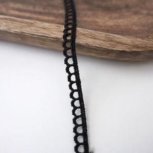 Black Fine Embroidered Single Looped Edge Narrow Lace Trim Product Image