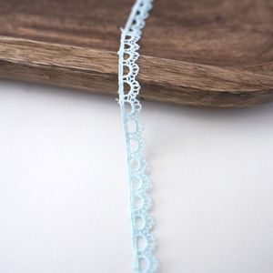 Sky Light Blue Fine Embroidered Looped Edge Narrow Lace Trim Product Image