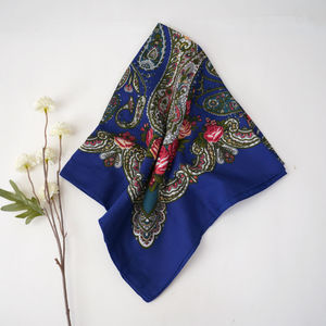 Darker Royal Blue Floral Design Church Scarf Product Image