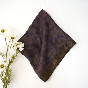 Vintage Violet Floral With Gold Design Church Scarf Product Image
