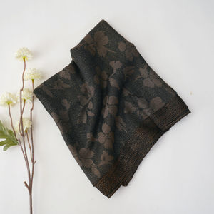 Dark Brown Floral With Gold Design Church Scarf Product Image