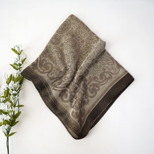 French Taupe With Gold Swirl Design Church Scarf Product Image