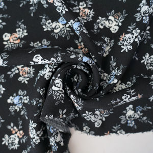 Black With Cashmere Blue And Terra Cotta Dainty Floral Linen Look Print Product Image