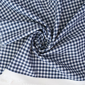 Navy Gingham Stretch Poly Stretch Fabric Product Image