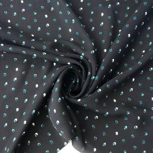 Black With Storm Green Dots Georgette Print Product Image