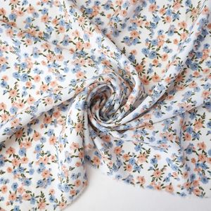 Dusty Blue And Peach Floral Linen Look Print Product Image