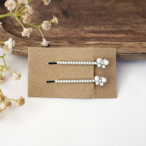 Silver With Pearl Butterfly Hair Clips Product Image