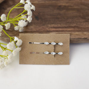 Silver Marquise Crystal Hair Clips Product Image