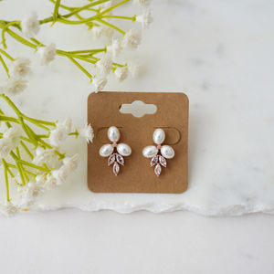 Rose Gold Pearl And Marquise Crystal Stud Earrings Product Image