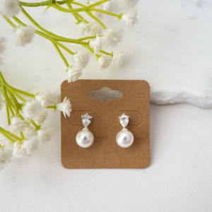 Crystal With Pearl Stud Earrings Product Image