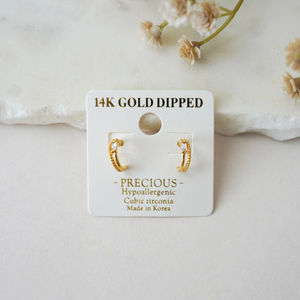 Dainty Hoop With CZ Detail Earrings Gold Dipped Product Image
