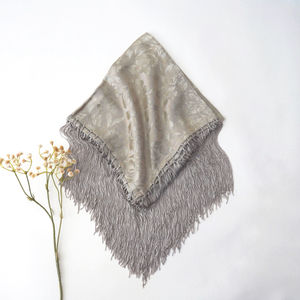 French Taupe Tone On Tone Floral Church Scarf Product Image