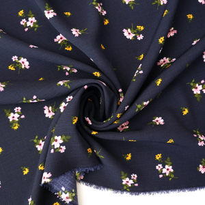 Dark Navy With Dainty Pink Floral Linen Look Print Product Image