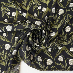 Dark Brown Lily Of The Valley Inspired Floral Georgette Print Product Image