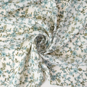 Shades Of Blue And Sage Green Floral Print Georgette Print Product Image