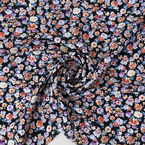 Black With Blue And Purple Floral Print Georgette Print Product Image