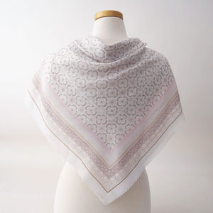 Soft Pink With Neutrals Scalloped Church Scarf Product Image