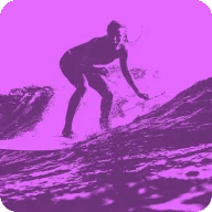 pink graphic image of surfer