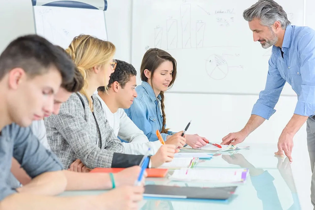 Adult education class in session