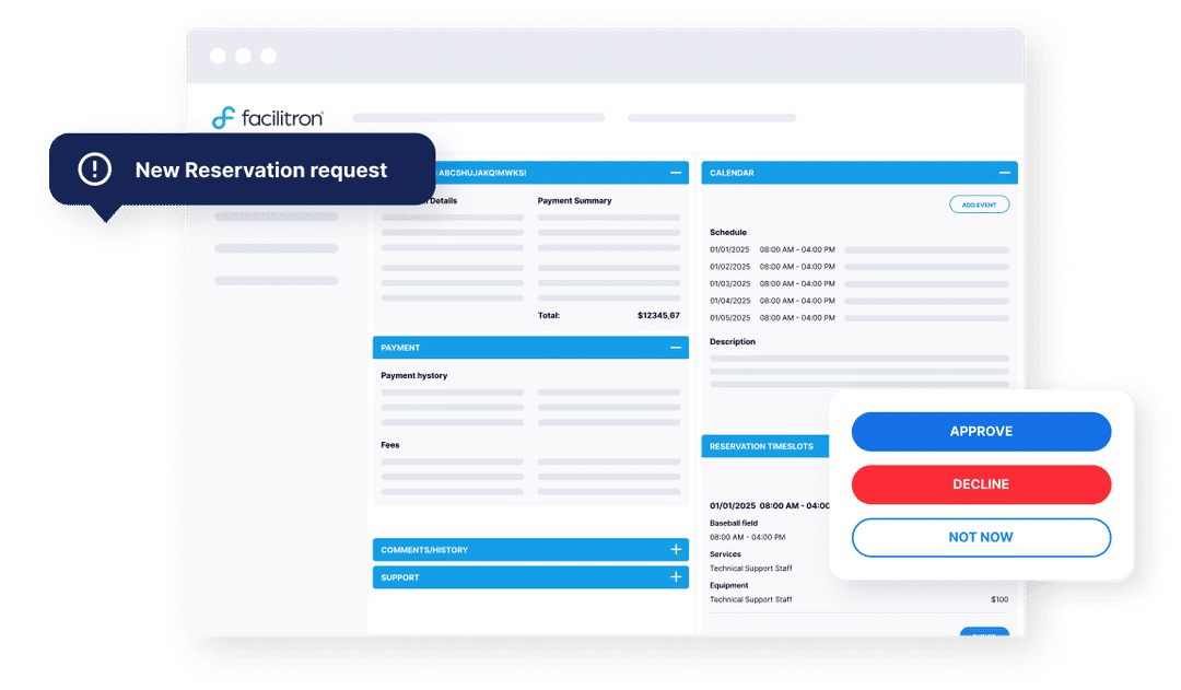 Facilitron S&R online booking interface
