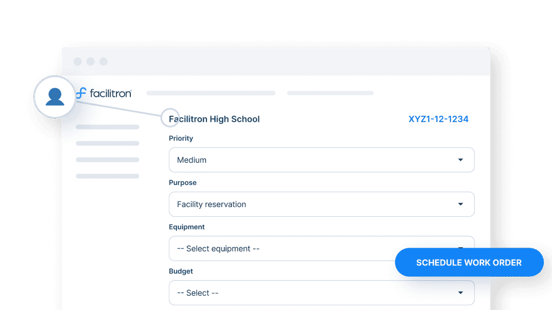 Facilitron Works reservation work order creation interface