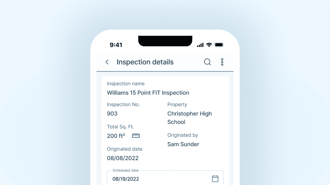 Facilitron FIT inspection details with KPI tracking