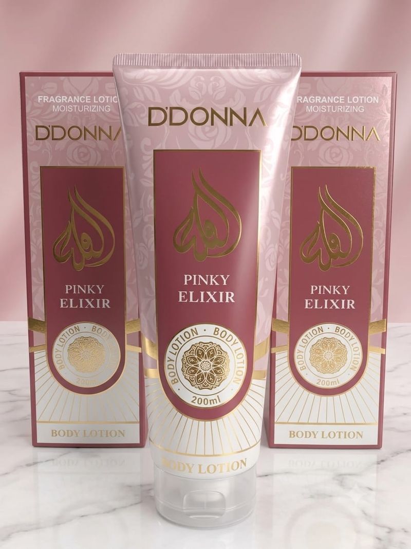 Loción Corporal Pinky Elixir, esencia árabe D'Donna.