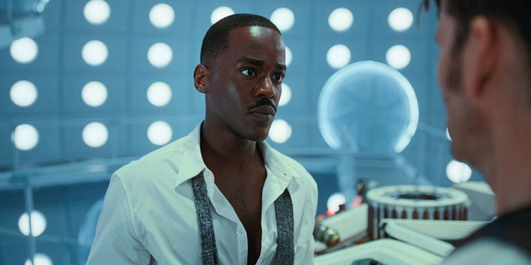 The Fifteenth Doctor looks upset while talking to the Fourteenth Doctor in the TARDIS in Doctor Who.