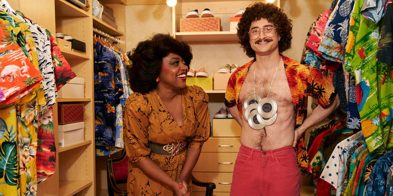 Quinta Brunson's Oprah talking to Daniel Radcliffe's Weird Al in Weird: The Al Yankovic Story