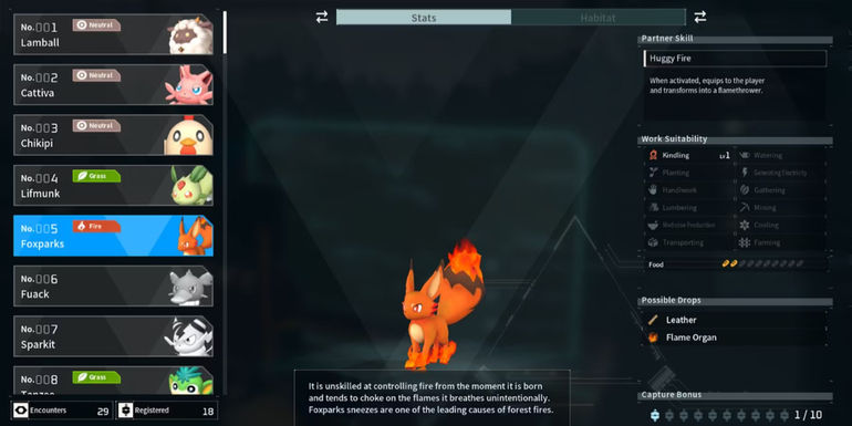 Foxparks in Palworld