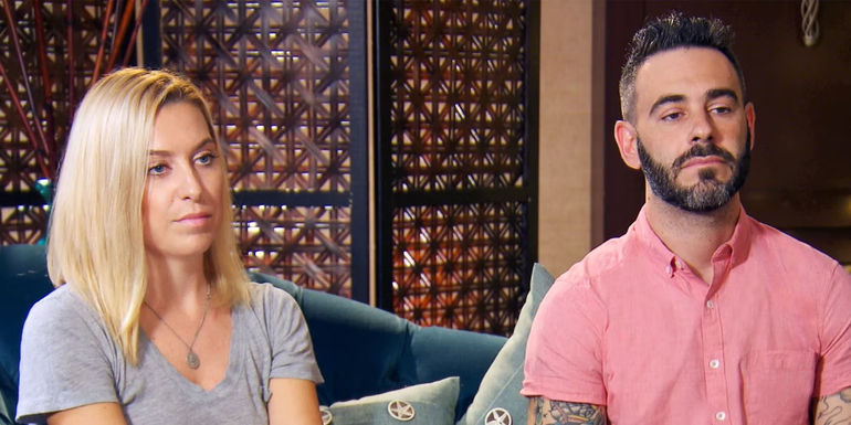 Heather Seidel and Derek Schwartz sit side by side on Married at First Sight