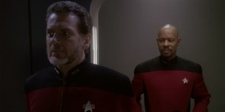 Leyton looks recalcitrant as sisko looks on in disappointment. 
