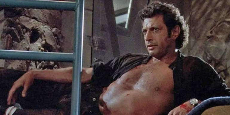 Jeff Goldblum as Malcolm laying down in Jurassic Park