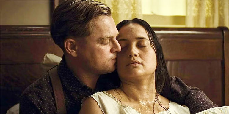 Leonardo DiCaprio's Ernest cradles Lily Gladstone's ill Mollie in Killers of the Flower Moon