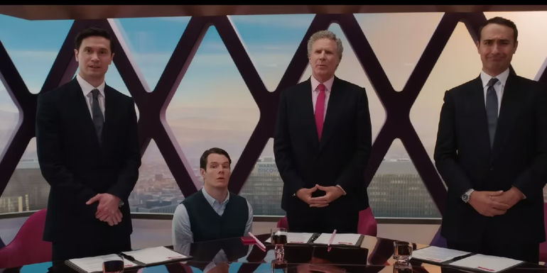 Will Ferrell and the Mattle board stand in Barbie