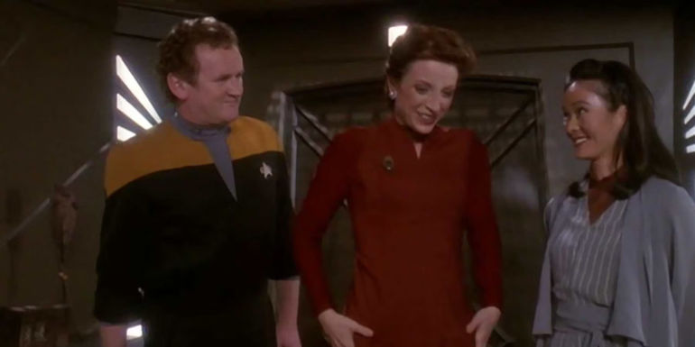 Miles, Kira and Keiko discuss the surrogacy in DS9, Body Parts
