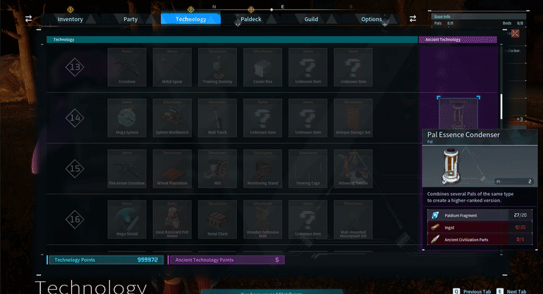 What are Ancient Technology Points in Palworld