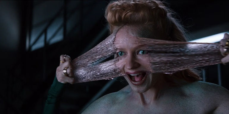 Svetlana Khodchenkova as Viper peeling off her skin in The Wolverine