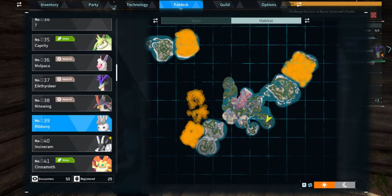 Ribbuny in Palworld (spawn locations on the map)