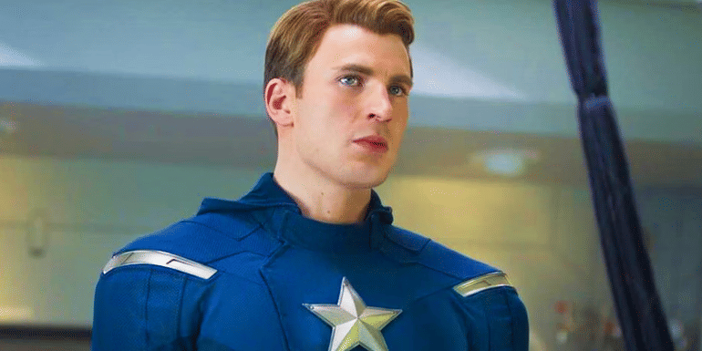 Captain America (Chris Evans) in his first modern suit in The Avengers