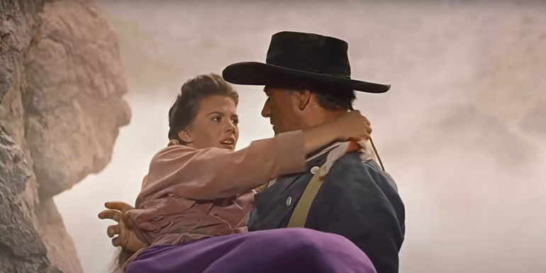 Ethan (John Wayne) and Debbie (Natalie Wood) in The Searchers