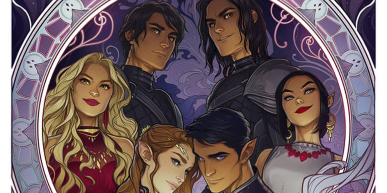 Feyre Archeron, Azriel, Rhysand, Cassian, Mor, and Amren artwork by Charlie Bowater from the A Court of Thorns and Roses series. 