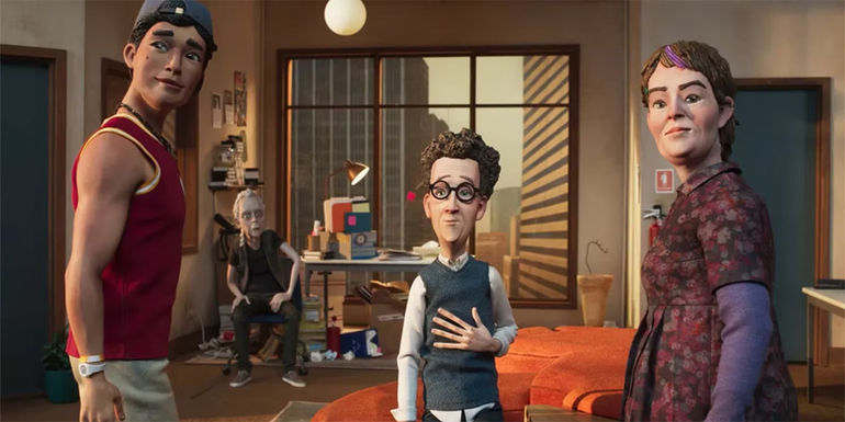 In The Know cast standing in an office