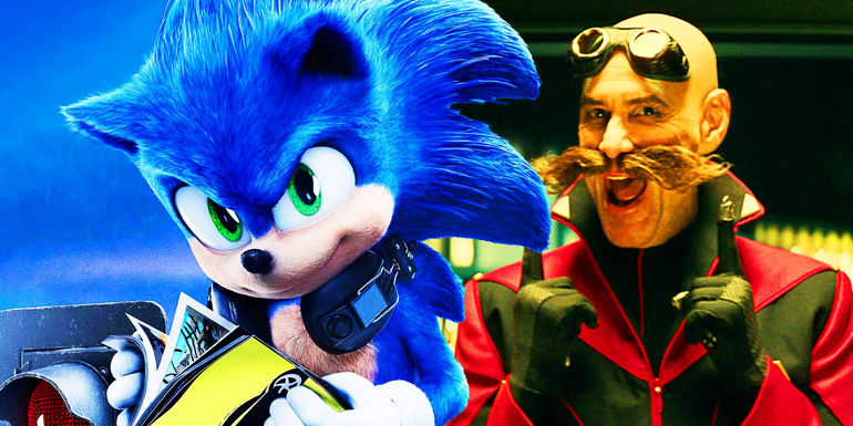 A blended image of Sonic the Hedgehog and Jim Carrey's Dr. Robotnik