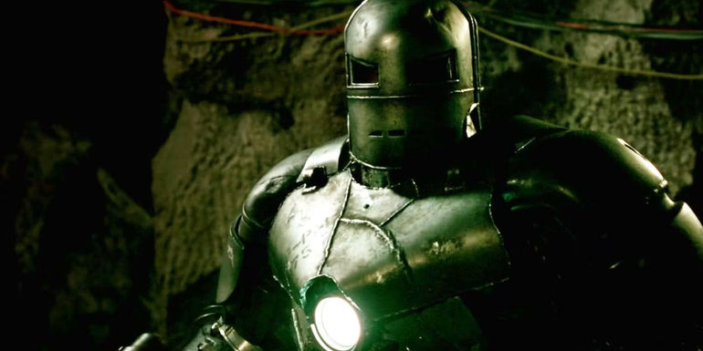 The full Iron Man Mark 1 suit in Iron Man