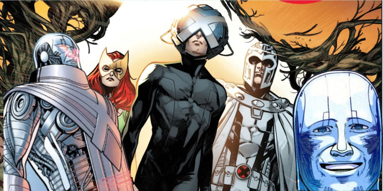 Featured Image: X-Men villain Unit (left); Krakoan era Jean Grey, Professor X, & Magneto (center); Unit's head (right)